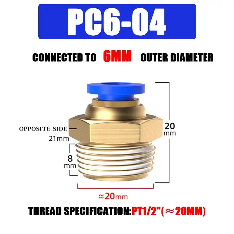 Pneumatic Fitting Air Connector Set PC4 PC6 PC8 PC10 PC12 Quick Connectors For 4 6 8 10 12 Mm Hose Fittings Inch Thread