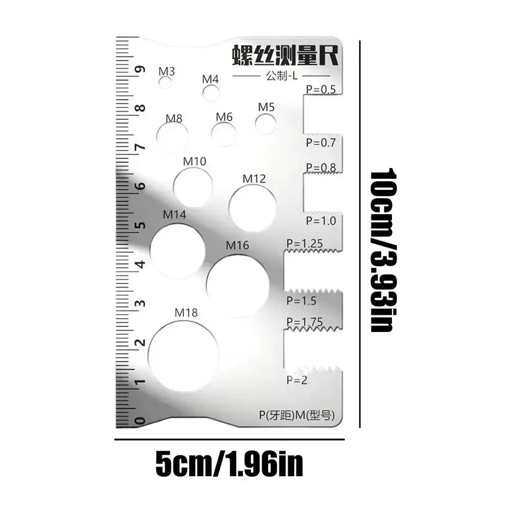 Stainless Steel Thread Pitch Gauge And Screw Measurement Caliper For Bolt Nut Sizing Metric Ruler Tool
