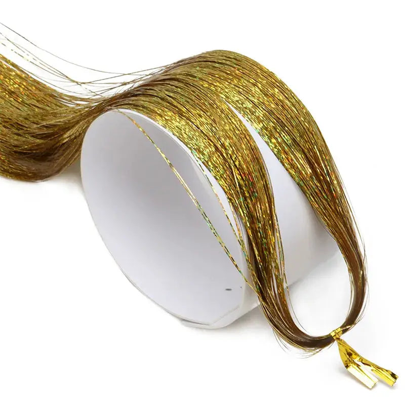 Synthetic Sparkling Tinsel Hair Extensions Holographic Colorful Glitter Fairy Hair For Parties Festivals