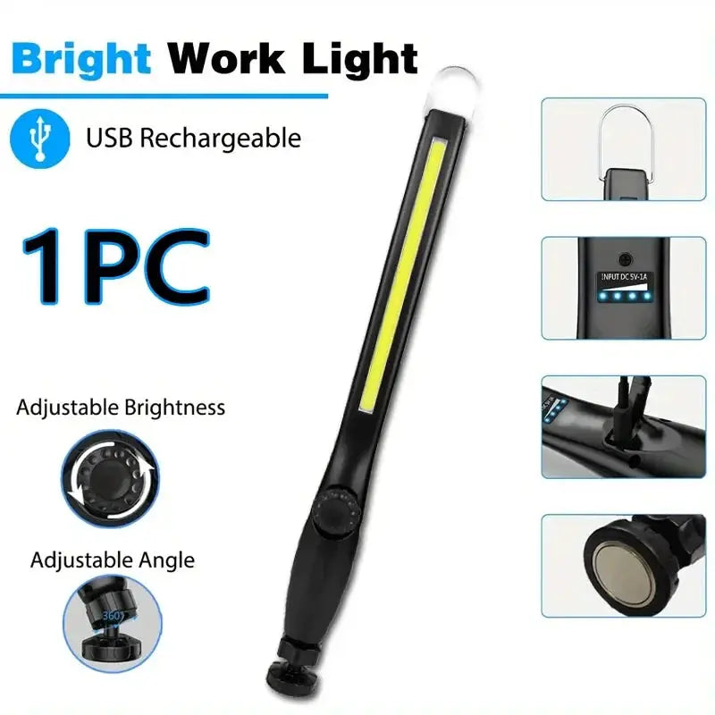 KDULIT LED Magnetic Work Light Rechargeable Underhood Lamp With Hooks Rotating Base For Car Repairing Emergency