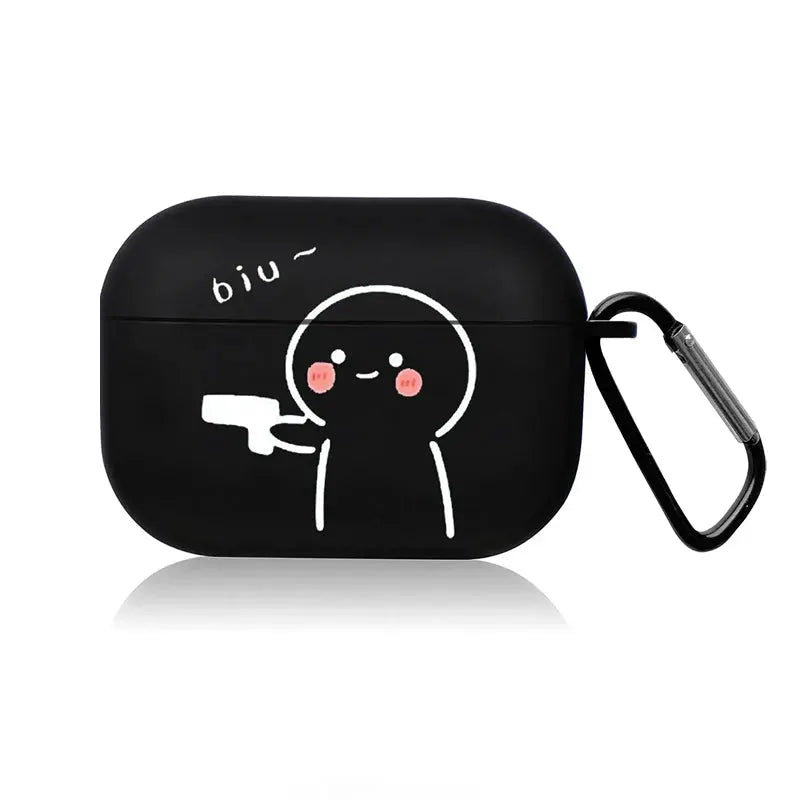 AirPods Pro Case Cute Black TPU Cartoon Design Protective Cover For AirPods Pro 1 2 3 4