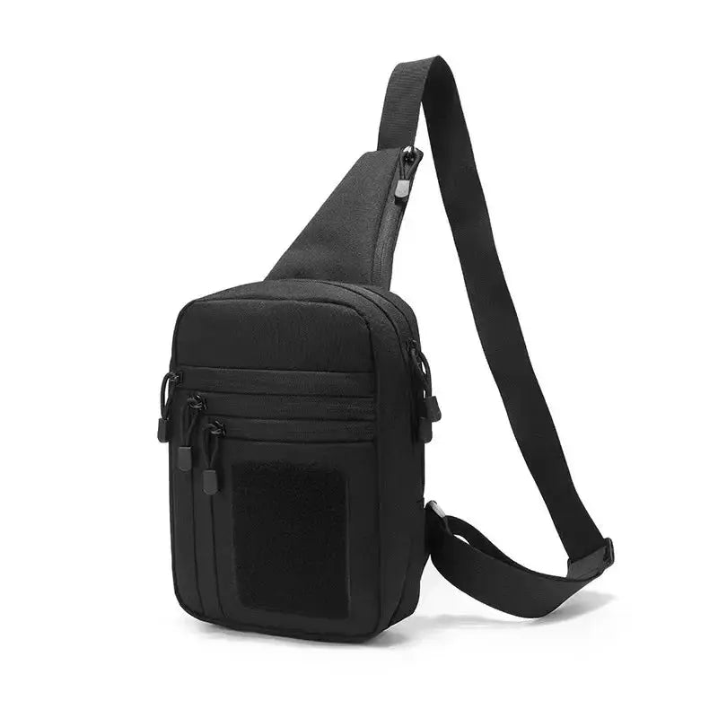 Simples Market tactical shoulder chest bag, black crossbody with multiple zip pockets