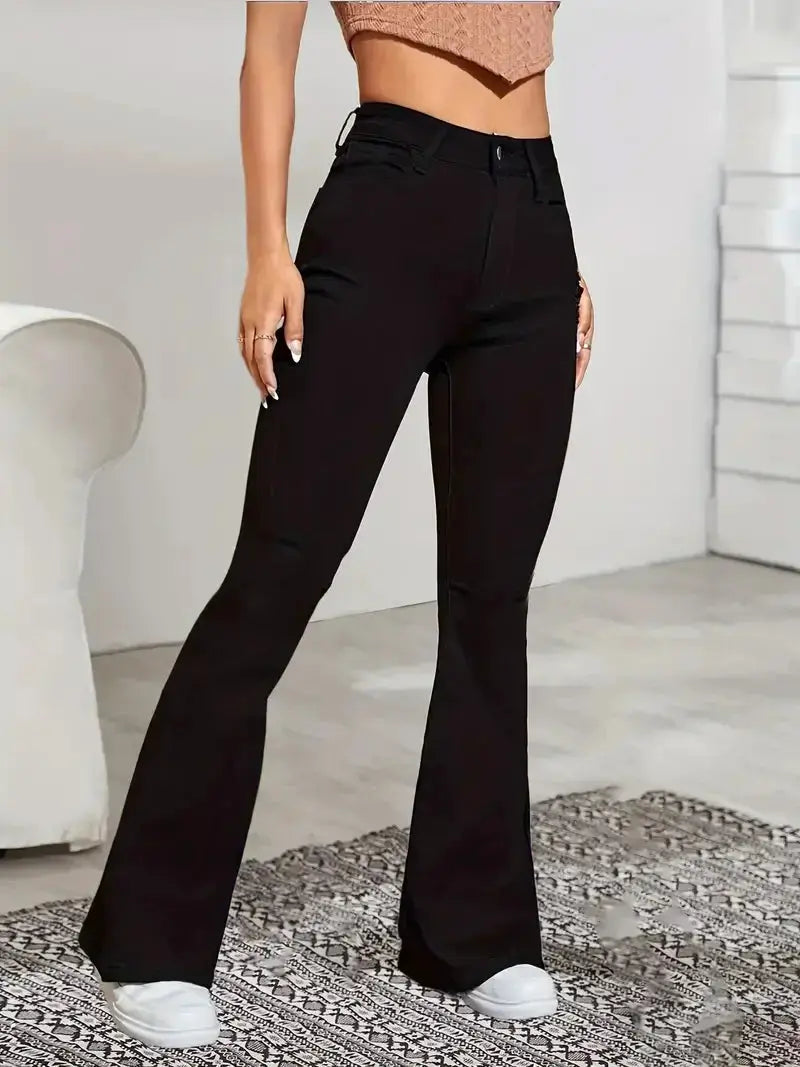 Women Flare Jeans High Waist Moustache Wash Denim Bell Bottom Y2K