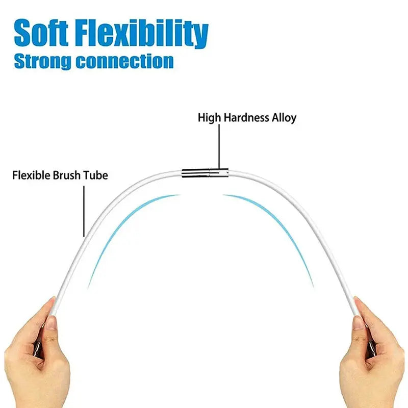 Flexible chimney sweep rod kit with nylon brush and white tube; high-hardness alloy design