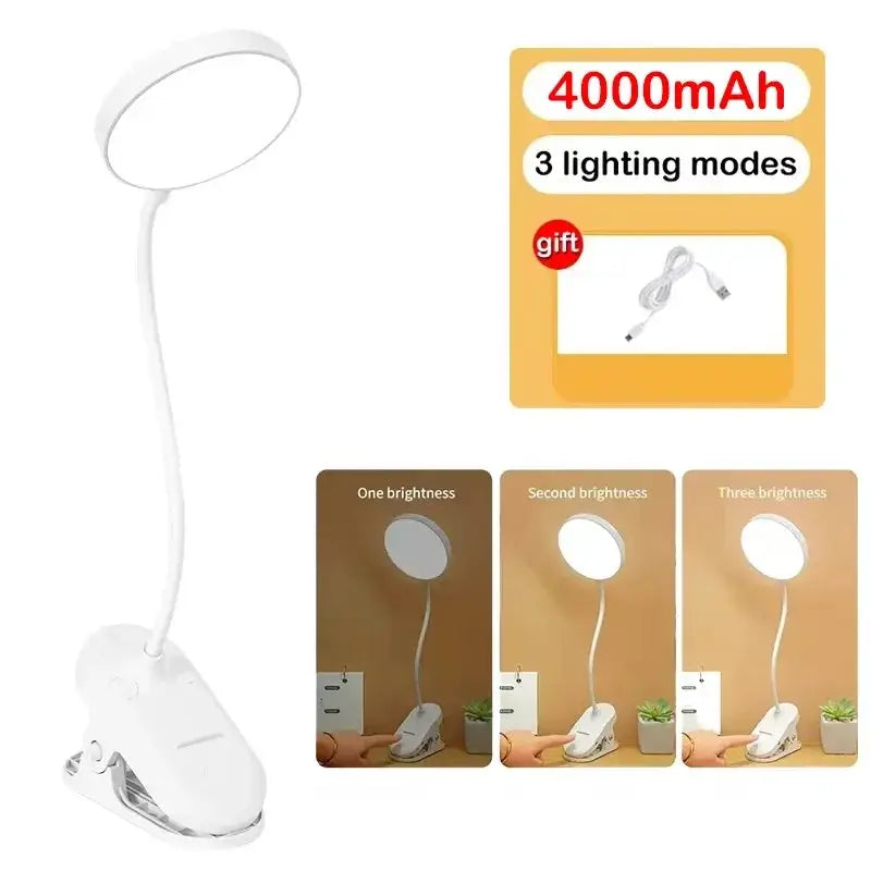 Aurora Tech Led Table Lamp Usb Rechargeable Folding Clamp With Touch Control And Three Dimmer Modes Eye Protection