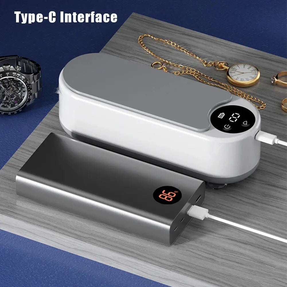 Ultrasonic Jewelry Cleaner Machine Multifunctional Portable USB Rechargeable Glasses Rings Necklaces Watches Retainers