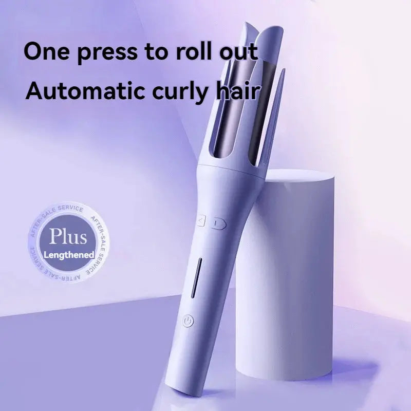 Automatic hair curler in lavender; portable mini electric curler with one-press operation