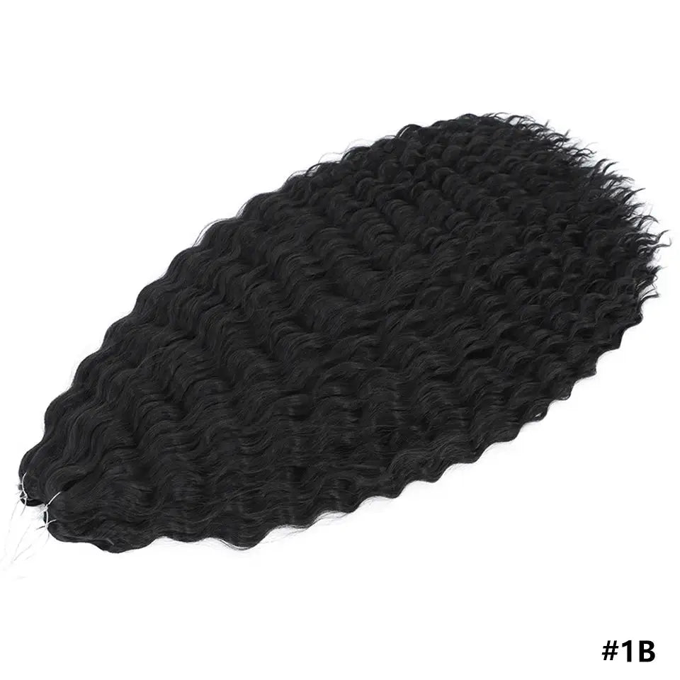 Ariel Curls Crochet Hair water-wave twists, synthetic Afro curls in black #1B