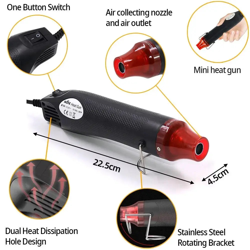 Dual Voltage 220V 110V Hot Air Gun DIY Tool With Stand Temperature Adjustable Mini Soldering Blower For Shrink Tubing