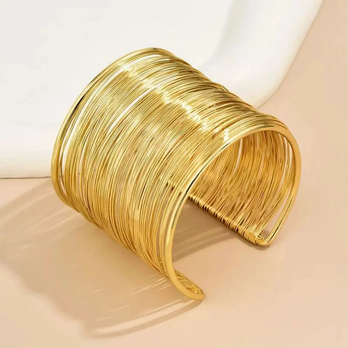 Vintage Hyperbolic Layered Wide Wire Bracelet Cuff Bangle For Women Exaggerated Wrist Wrap Hand Jewelry Gift