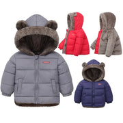 Baby Boys And Girls Hooded Cotton Outerwear Jacket Unisex Warm Fleece Cashmere Padded Winter Coat For Kids