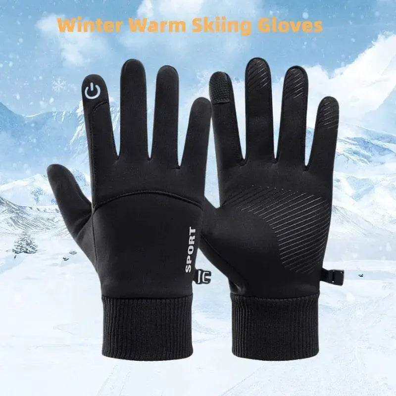 Warm Waterproof Full Finger Cycling Gloves With Touch Screen Fleece Lined For Outdoor Sports Running Motorcycle Ski