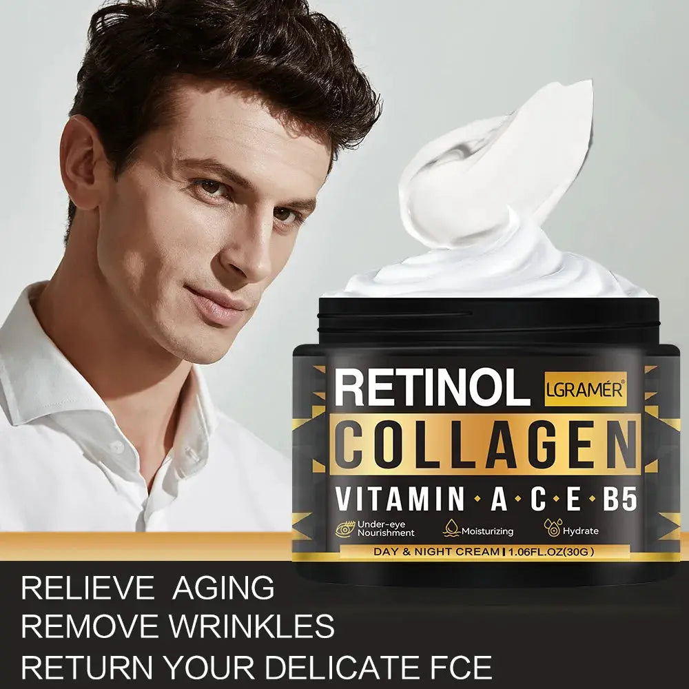 NexDerm Men's Retinol Collagen Vitamin C Face Cream for Brightening Hydration and Anti Aging Wrinkle Reduction