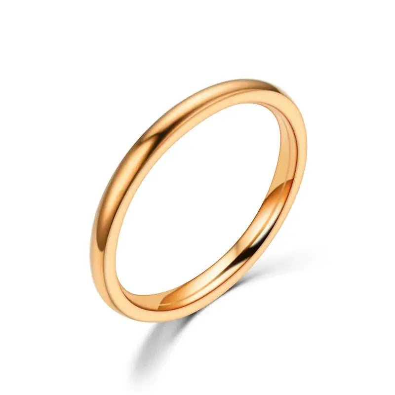 2mm Rose Gold Stainless Steel Ring For Women And Girls Minimalist Fashion Jewelry Gift