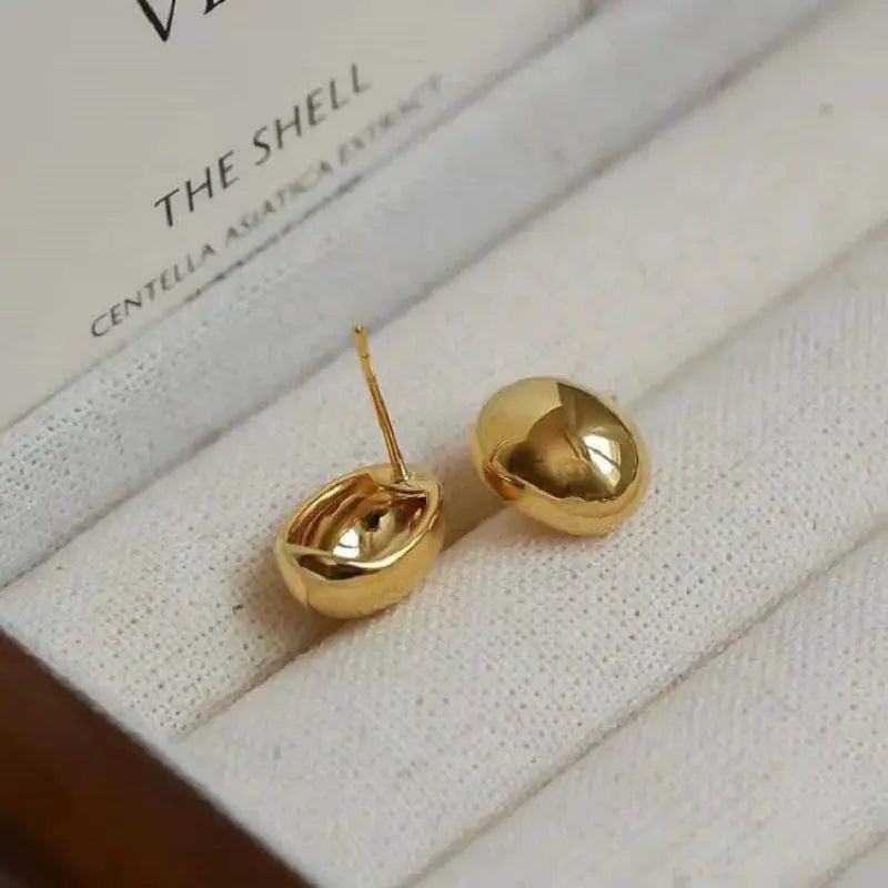 Punk Metal Big Ball Round Stud Earrings For Women Girls 2024 New Simple Fashion Semicircle Geometric Jewelry Gifts