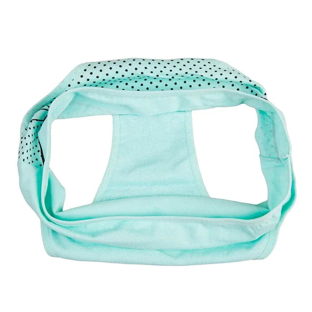 Women's cotton briefs in mint teal with black polka-dot pattern