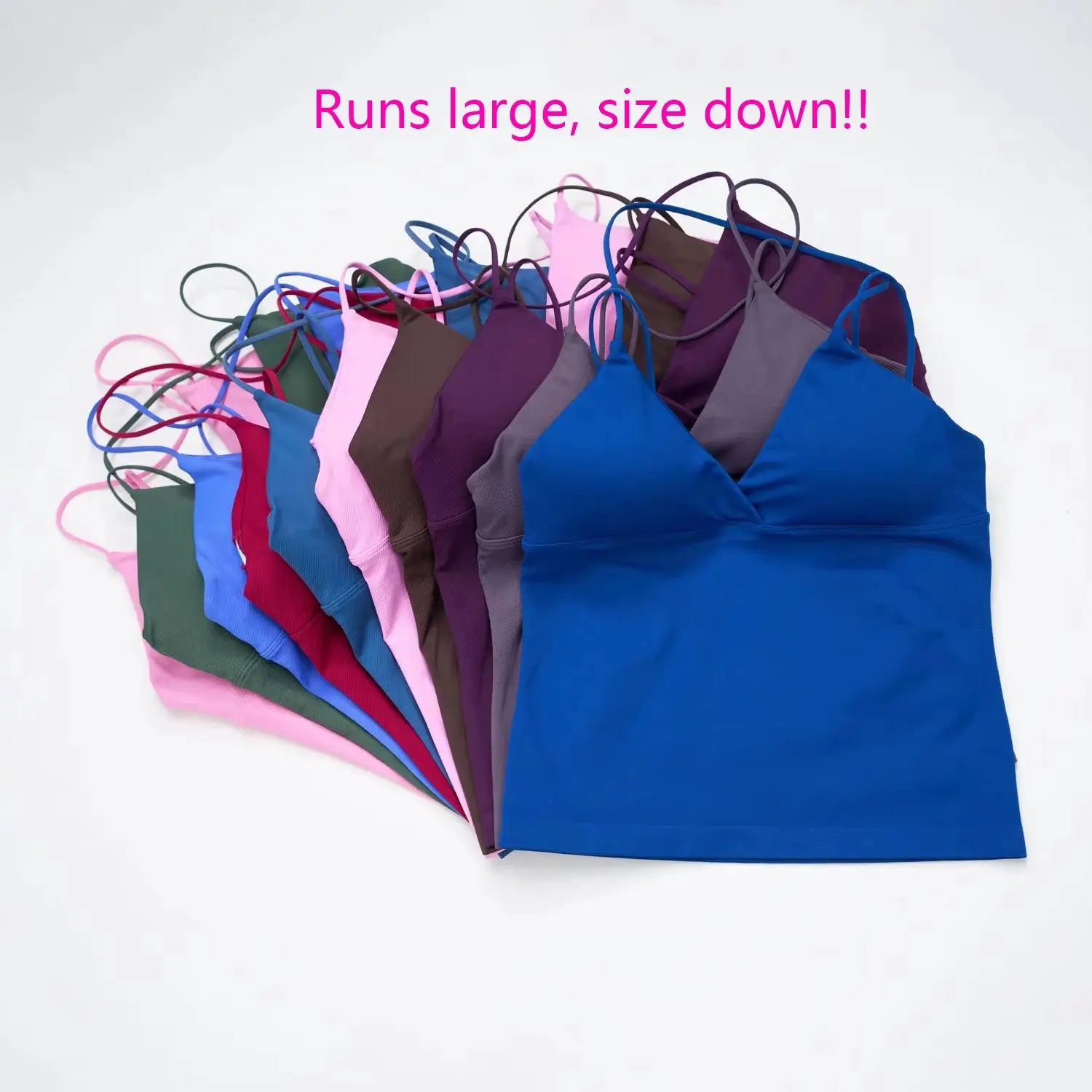 NCLAGEN Vision Twist Front Longline Top by Simples Market; seamless thin-strap yoga tank in assorted colors.