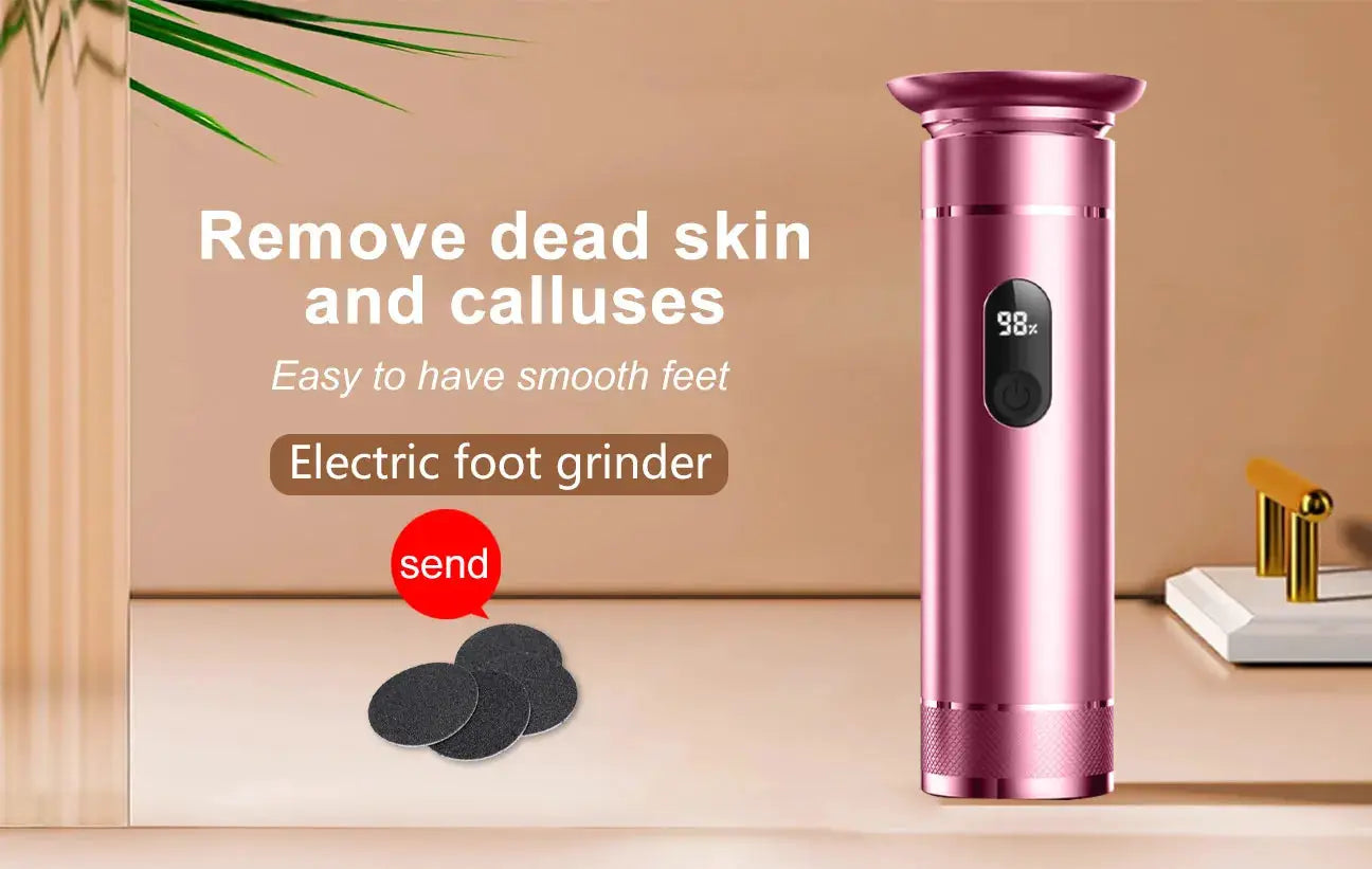 Aluminum alloy electric foot grinder by Simples Market in pink with dual USB-C/battery power