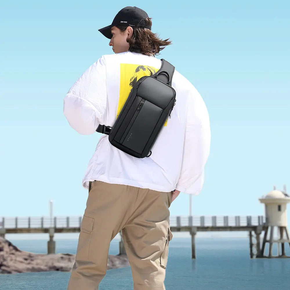 Bange New Oxford Fashion Waterproof Chest Bag, black men's crossbody bag with large capacity