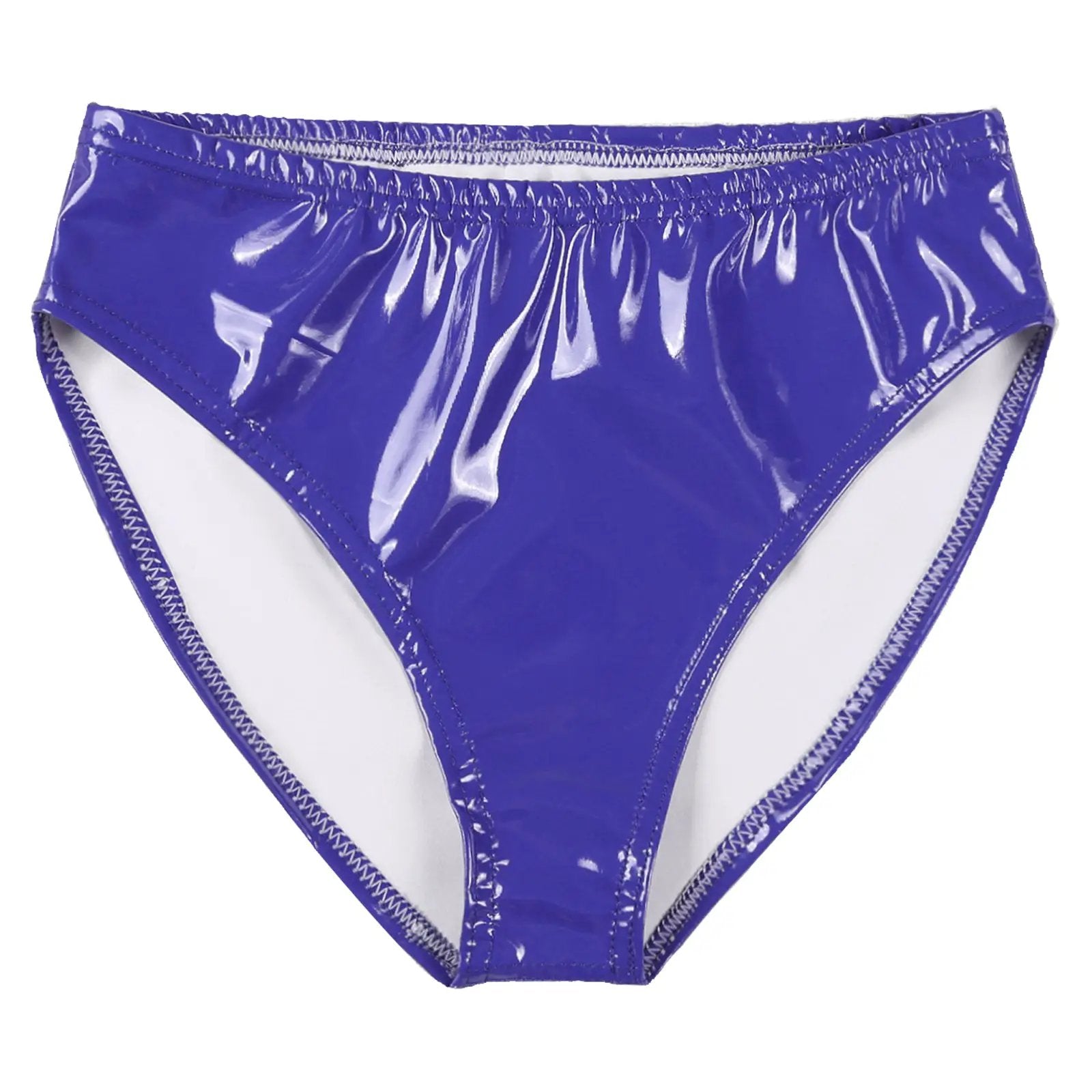 Women's wet-look patent leather briefs, purple, low-waist bikini underwear by Simples Market
