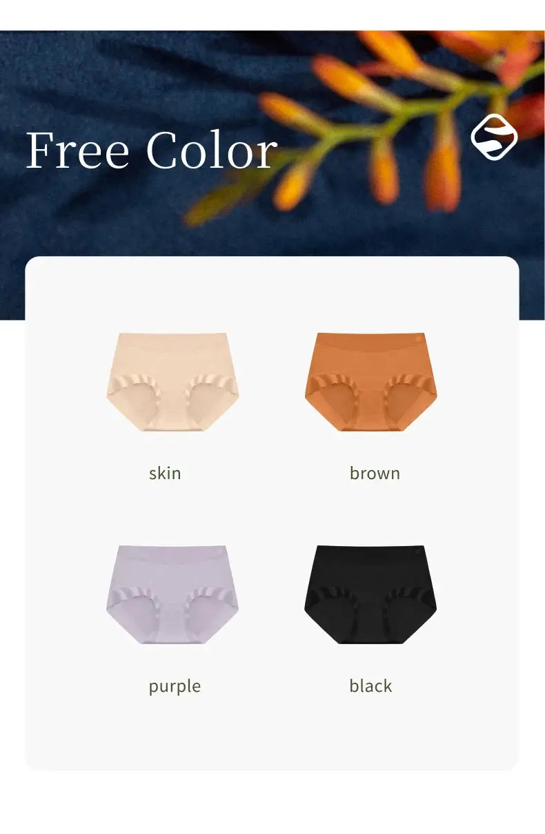 Panties for women 4-pack by Simples Market in skin, brown, purple, and black seamless