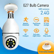 E27 bulb surveillance camera, white, 1080p HD, wireless WiFi, night vision, two-way audio