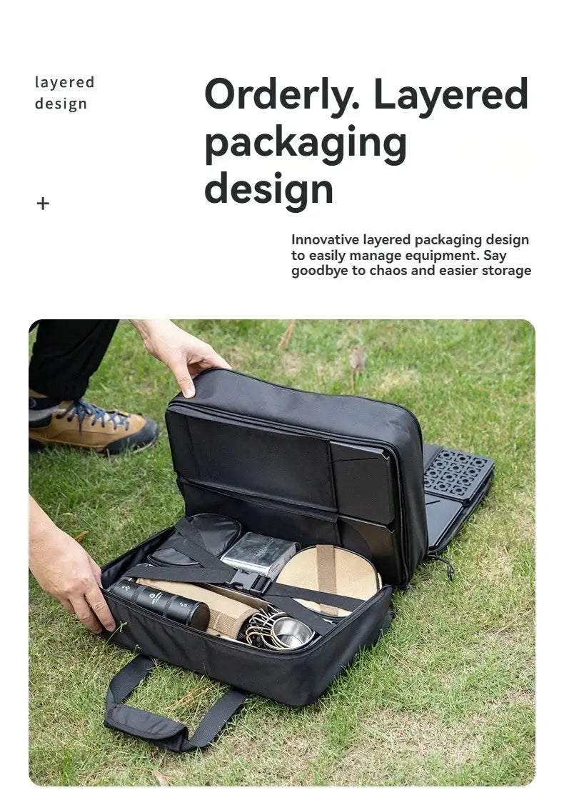 BK-46 large-capacity camping storage bag with IGT module compartments, black