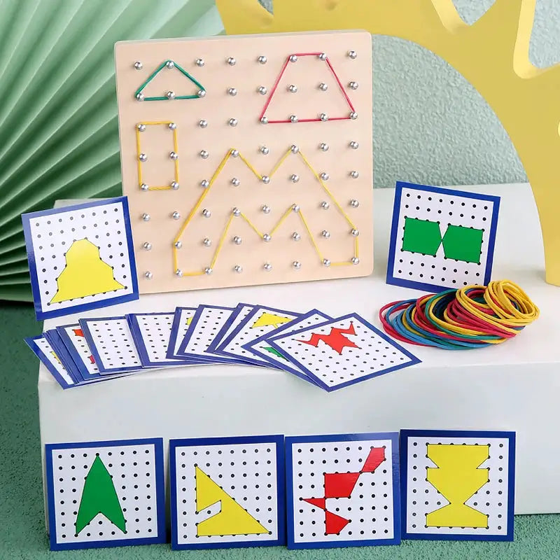 Montessori Rubber Tie Nail Boards Set With Cards For Baby And Preschool Kids Creative Graphics Educational Toy