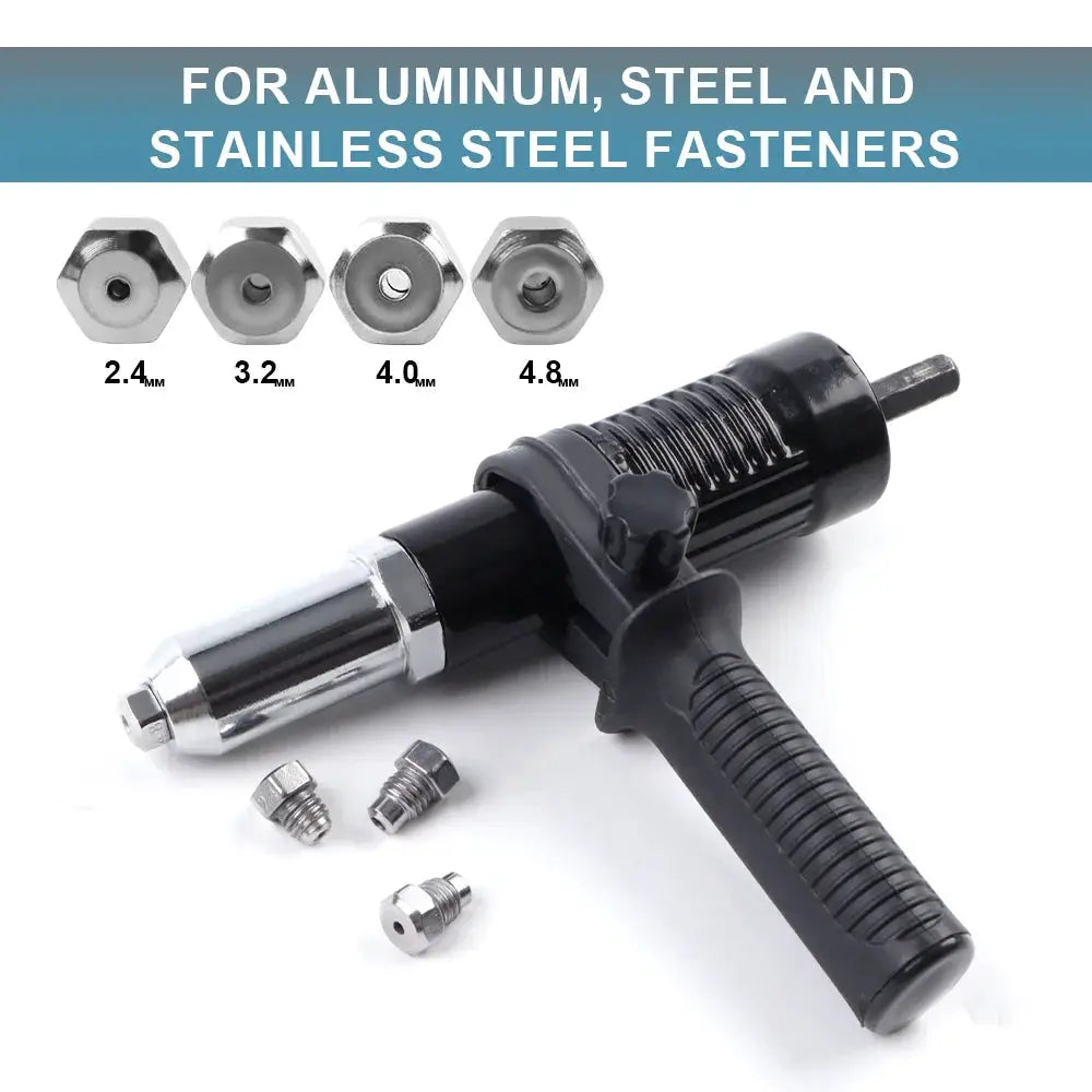 2.4 To 4.8 Mm Electric Rivet Gun Adapter Kit For Cordless Drills High Efficiency Riveting Tool
