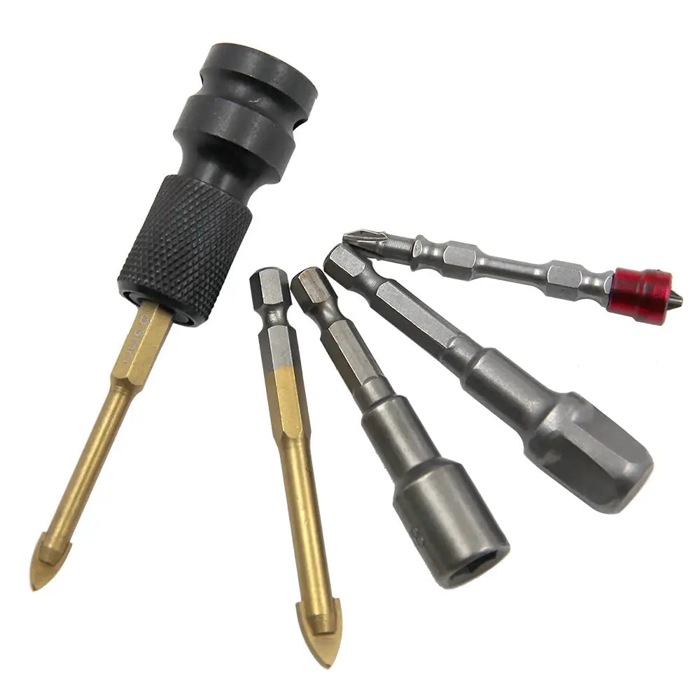 Half Inch Square Drive To Quarter Inch Hex Shank Telescopic Conversion Head For Electric Wrench Socket Tool