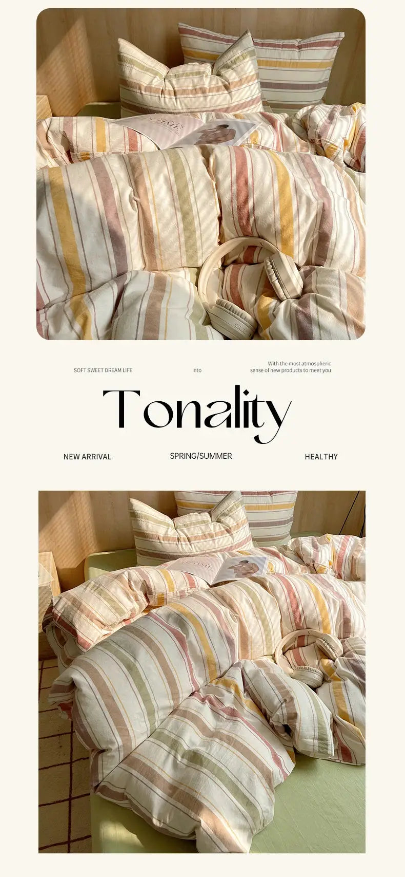 Bedding set: striped 100% cotton duvet cover with pillowcases from Simples Market