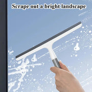 Silicone shower scraper squeegee for glass windows with white blade and gray handle