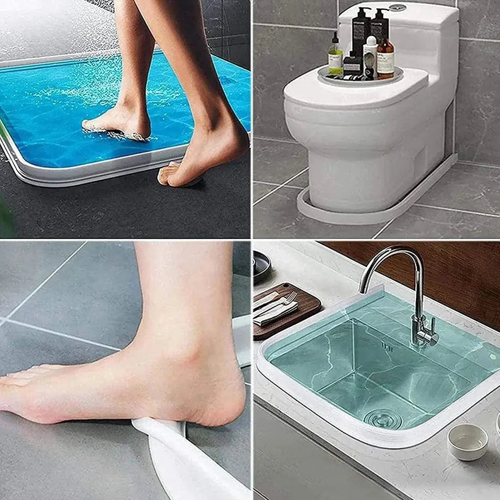 Bathroom silicone bendable water-retaining strip barrier for shower and kitchen, white flexible edge guard