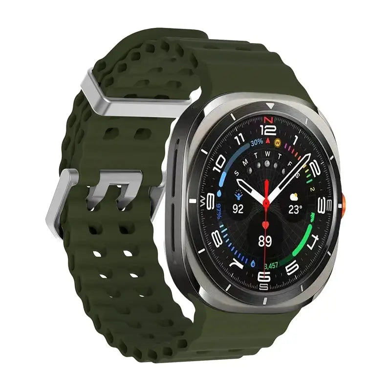 Marine Band silicone strap for Samsung Galaxy Watch Ultra2 47mm, green sport bracelet