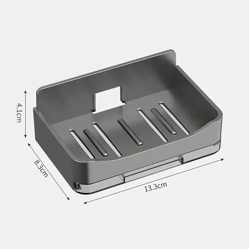 AquaNova Wall Mounted Soap And Sponge Holder With Free Punching Design Double Drainage For Quick Drying