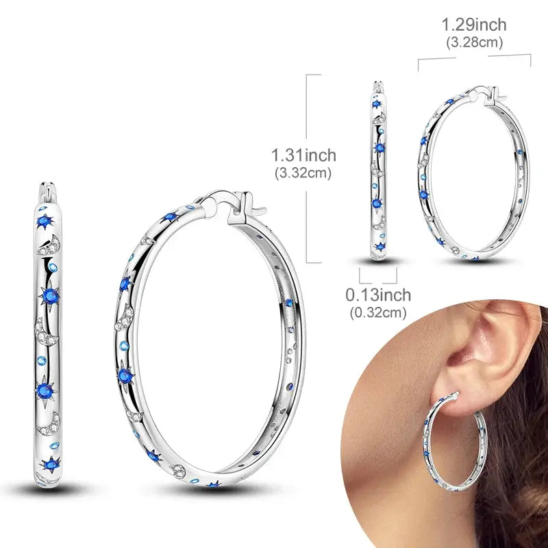 925 Sterling Silver Hoop Earrings Hypoallergenic Zirconia Hoops For Women Girls High Quality Fashion Jewelry