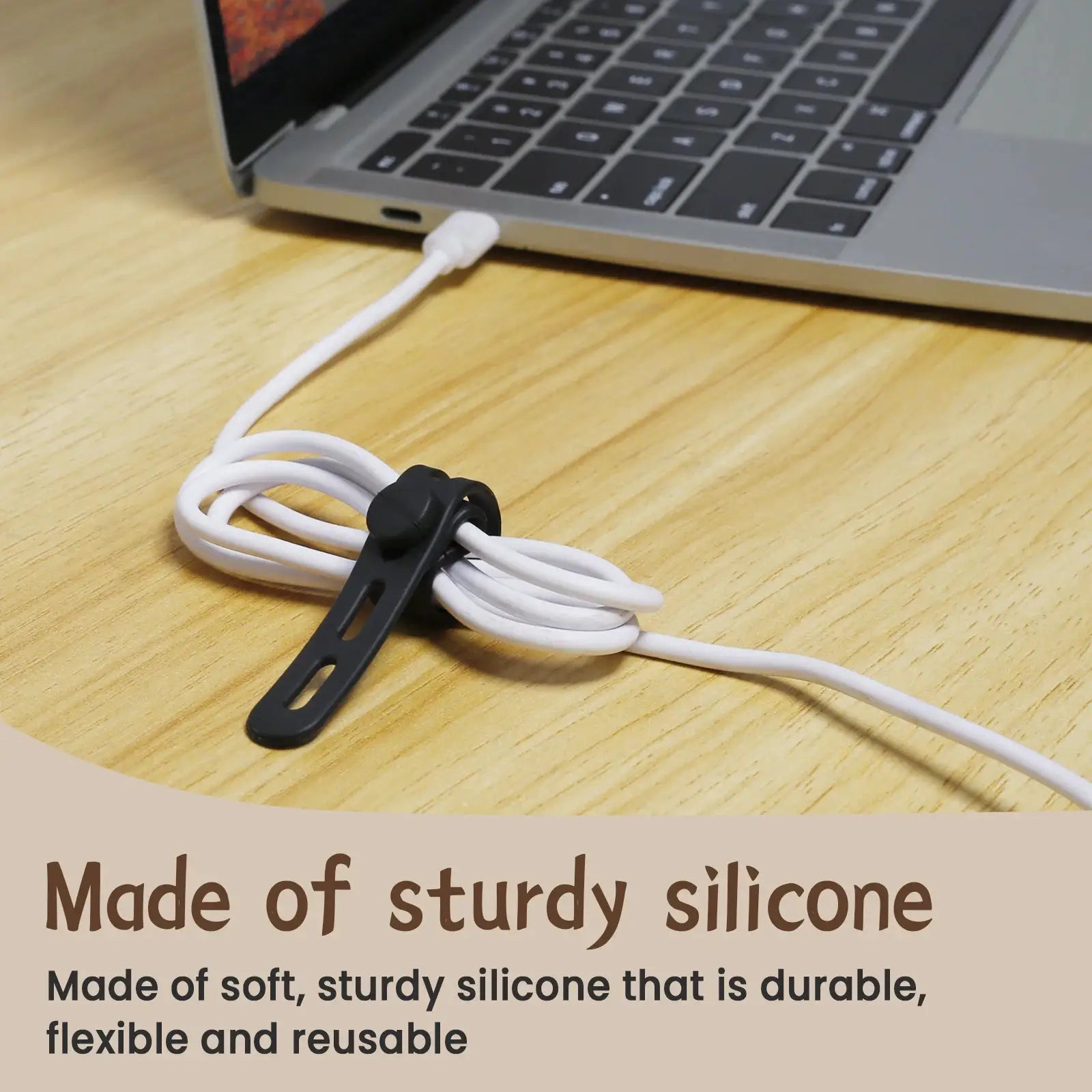 FlexiCord Silicone Cable Ties Set Adjustable Reusable Cord Organizer For Neat Tangle Free Cables