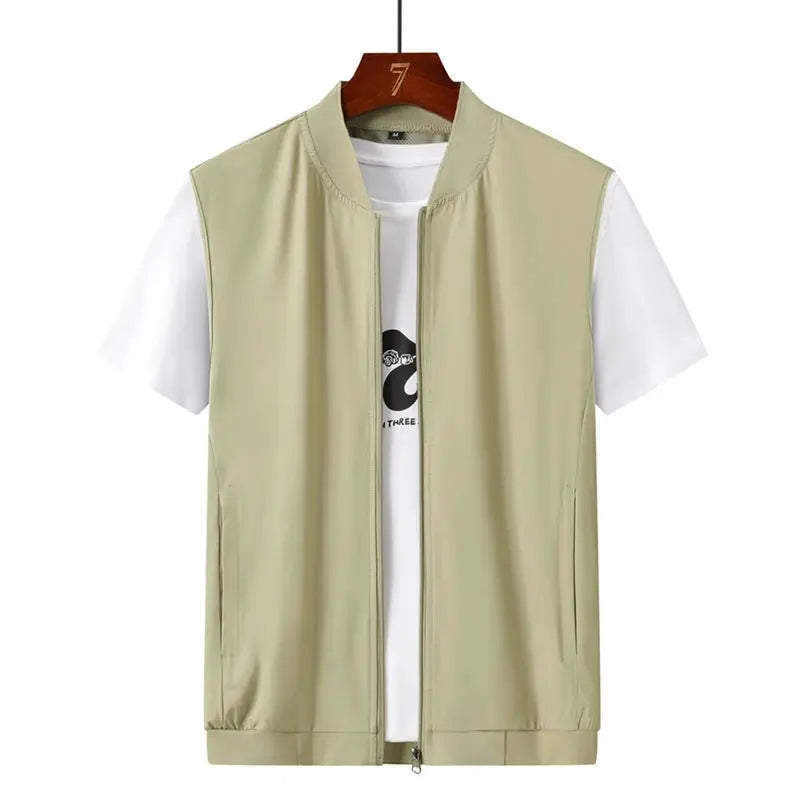Summer Ultra-Thin Men's Vest by Simples Market, beige sleeveless quick-dry breathable outdoor jacket.