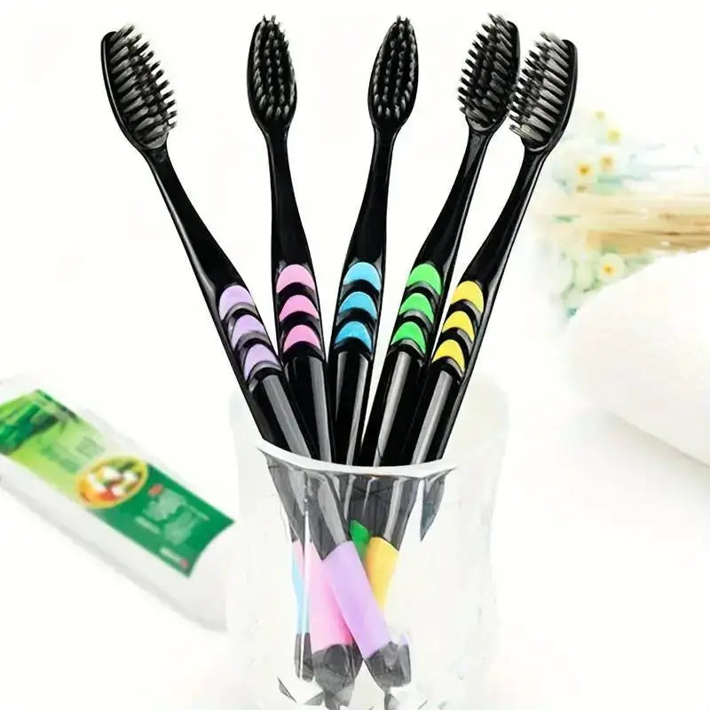 PureZen Bamboo Charcoal Nano Toothbrushes 10 Pack Ultra Soft Bristles For Gentle Gum Care And Antibacterial Protection