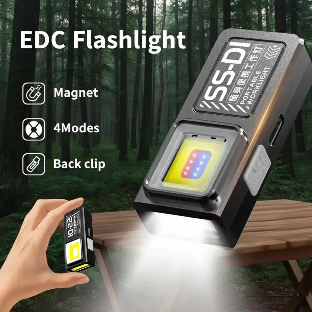 Simples Market mini COB LED keychain flashlight; two-item set with USB-C rechargeable, waterproof pocket lamp