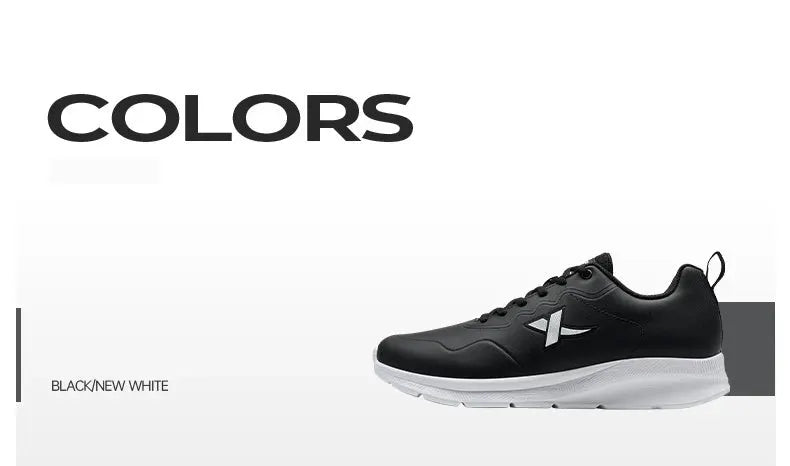 Xtep men's black leather running shoes with white sole