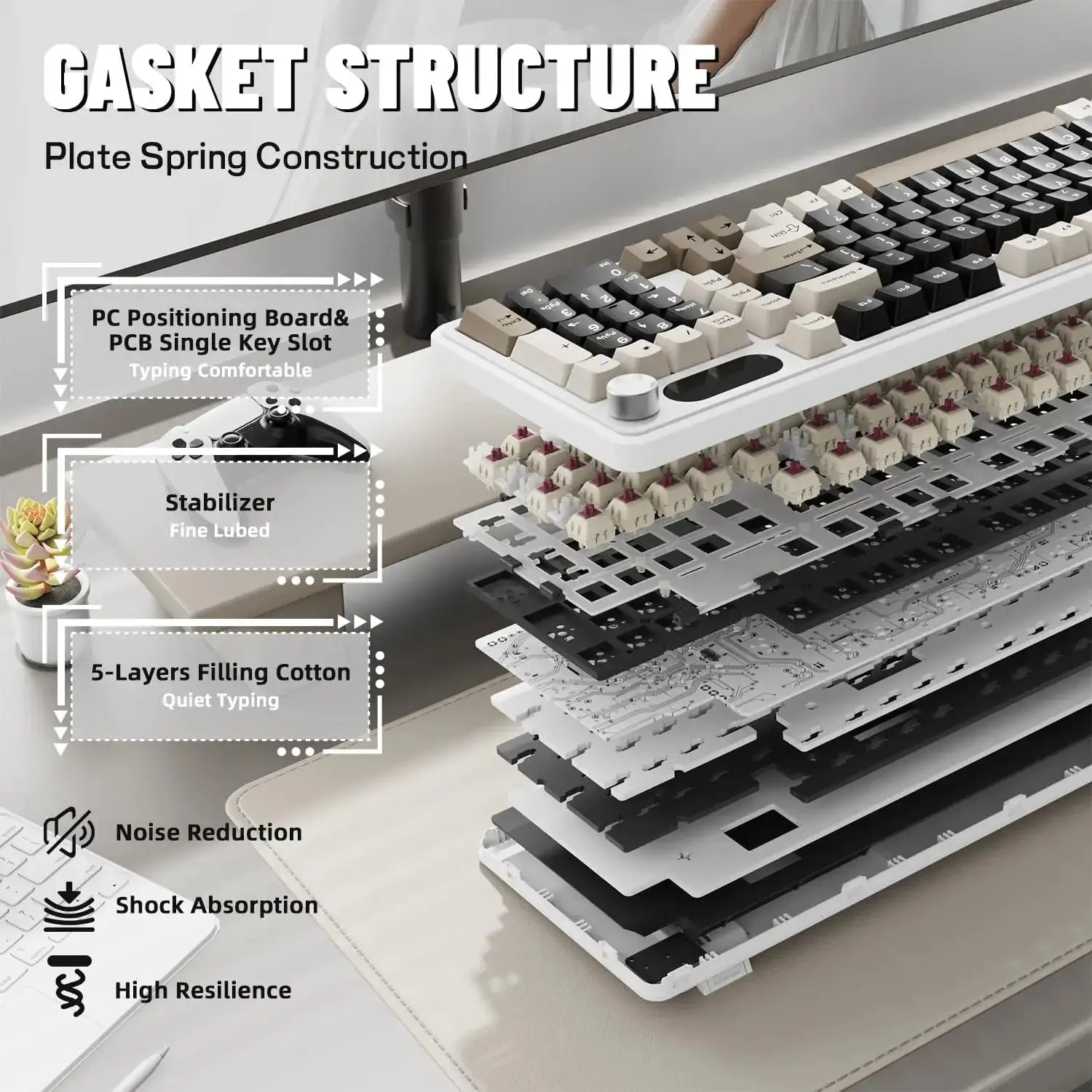 ATTACK SHARK X98Pro wireless mechanical keyboard by Simples Market with screen and knob, tri-mode gasket hot-swappable