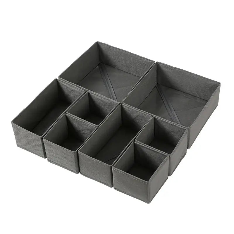Simples Market gray fabric underwear storage box with multiple compartment dividers for closet organization