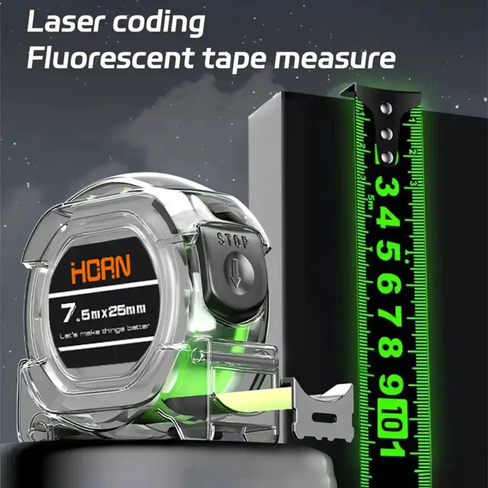 FlexiMeasure Fluorescent Tape Measure With Self Locking Mechanism 3 5 7 10m Thickened Scale Waterproof Durable