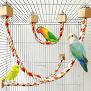 Parrot cotton rope toy; colorful twisted swing loop for cage play