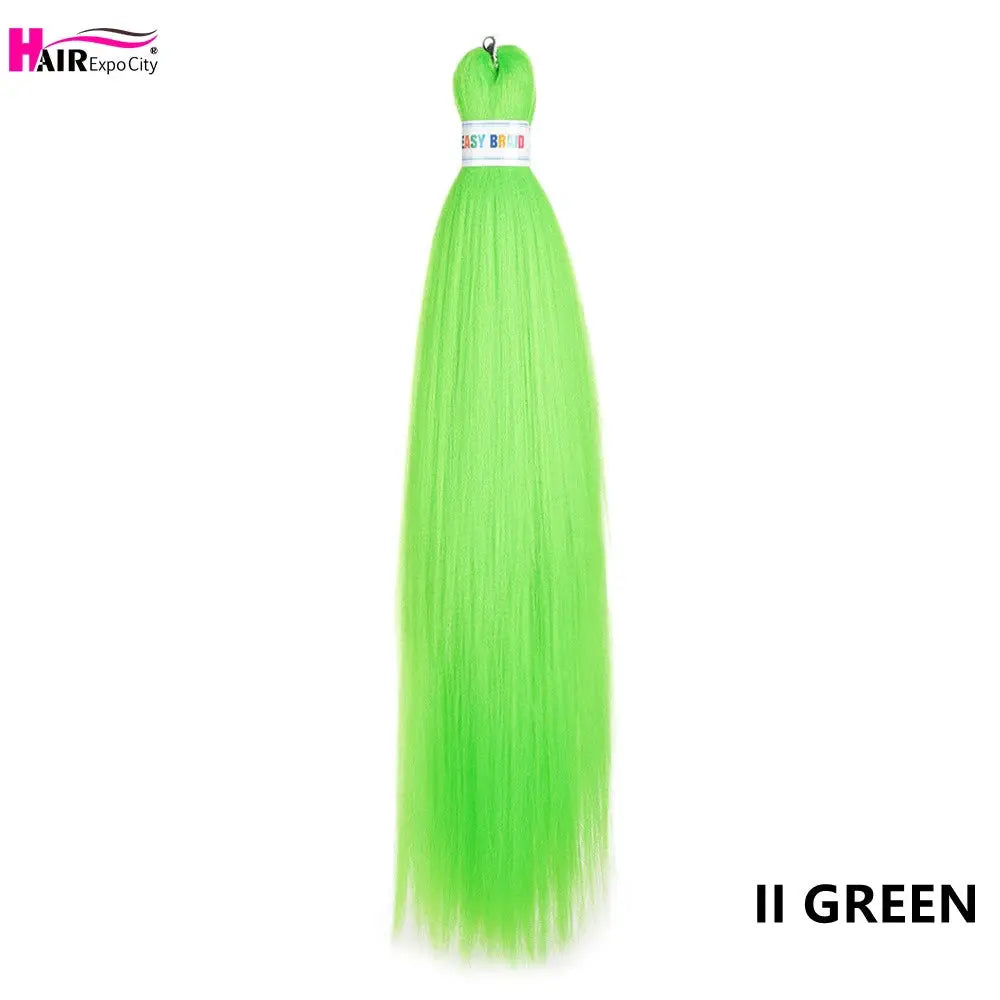 Easy Braids 26in Synthetic Jumbo Braids Hair Extensions neon green, pre-stretched, Simples Market HAIR Expo City