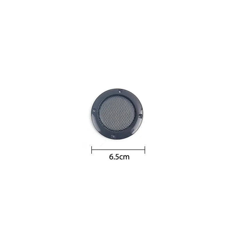 Round speaker grille with black plastic frame and metal mesh, 6.5 cm diameter