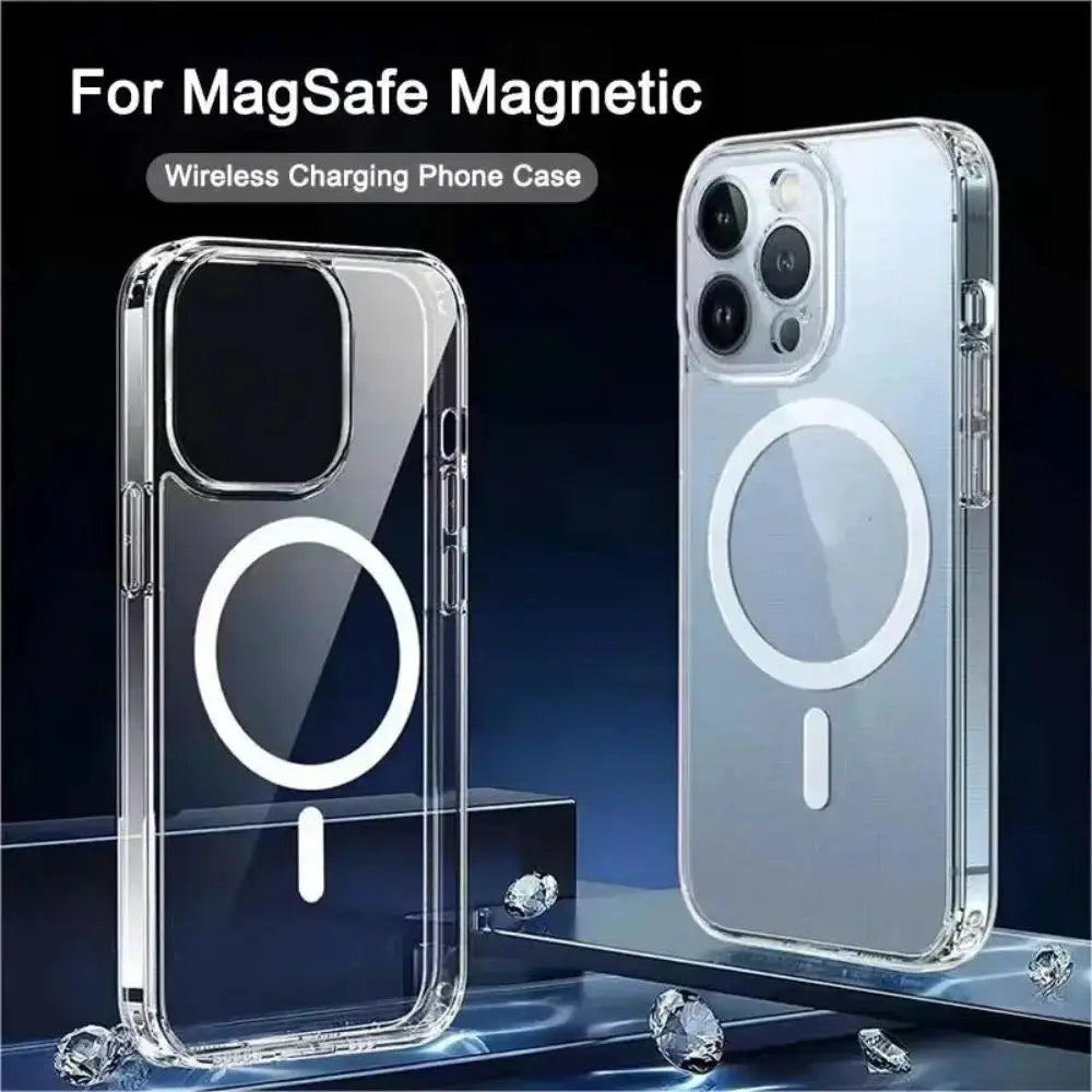 Clear MagSafe phone case for iPhone 11–16 Pro Max, PC material, anti-slip, ultrathin; set of 2
