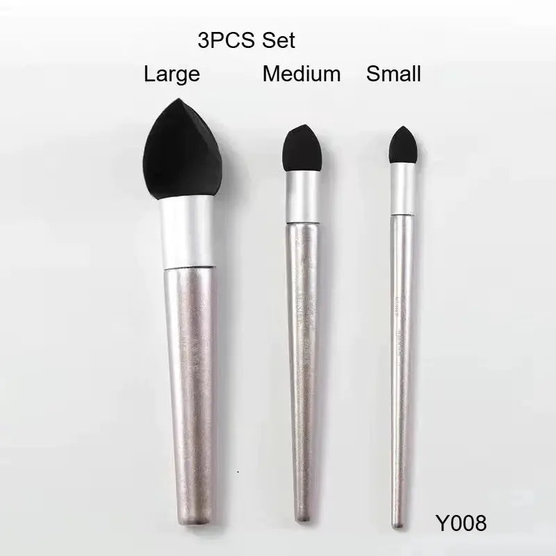 Simples Market 3-piece brush set with silver handles and black foam tips (large, medium, small) Y008