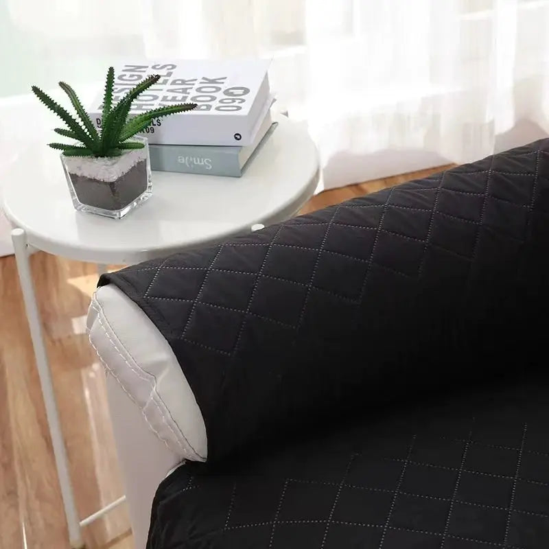 Recliner sofa cover solid black quilted with anti-slip backing, Simples Market furniture protector